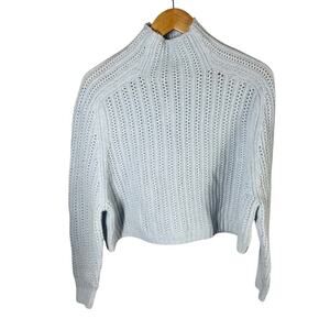 Madewell Pointelle Stitch Mockneck Merino Wool Sweater Size XXS Blue